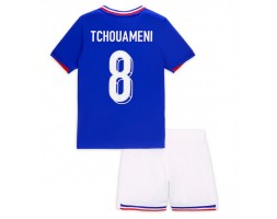 Frankrike Aurelien Tchouameni #8 Hemmakläder Barn EM 2024 Kortärmad (+ Korta byxor)